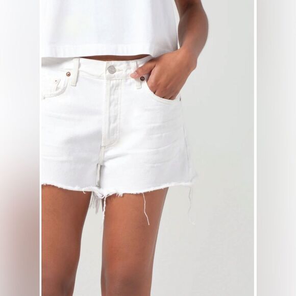 NWT AGOLDE PARKER VINTAGE CUT OFF SHORT in white - Picture 8 of 14